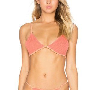 NWT For Love And Lemons Capri Scrunchy Bikini Triangle Top - Coral - Size M